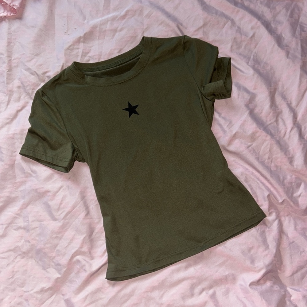 Y2K army star baby tee